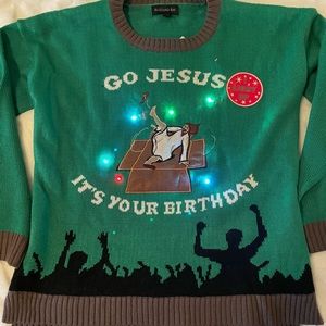 Blizzard Bay Ugly Christmas Light-Up Jesus Birthday Sweater Large